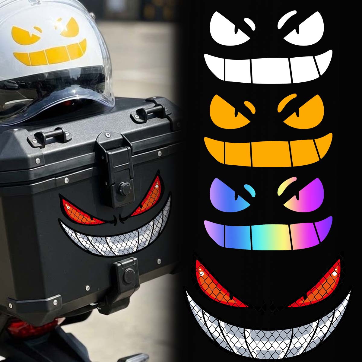 Scooter Helmet Set - Stiker Motor Reflektif JDM Demon Eyes