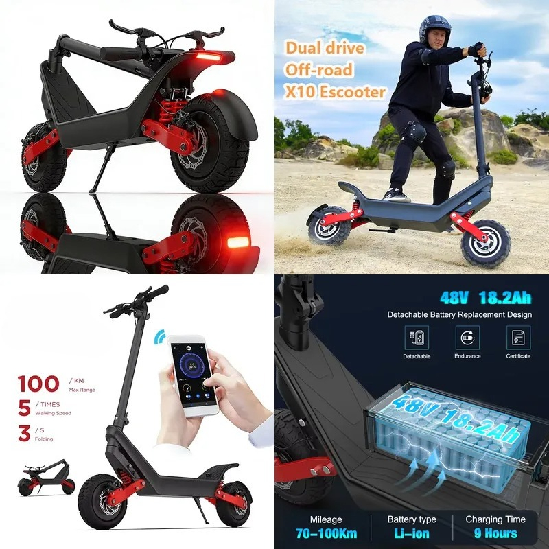 Electric Scooter Adults - Skuter Listrik X10 Motor Ganda 2000W
