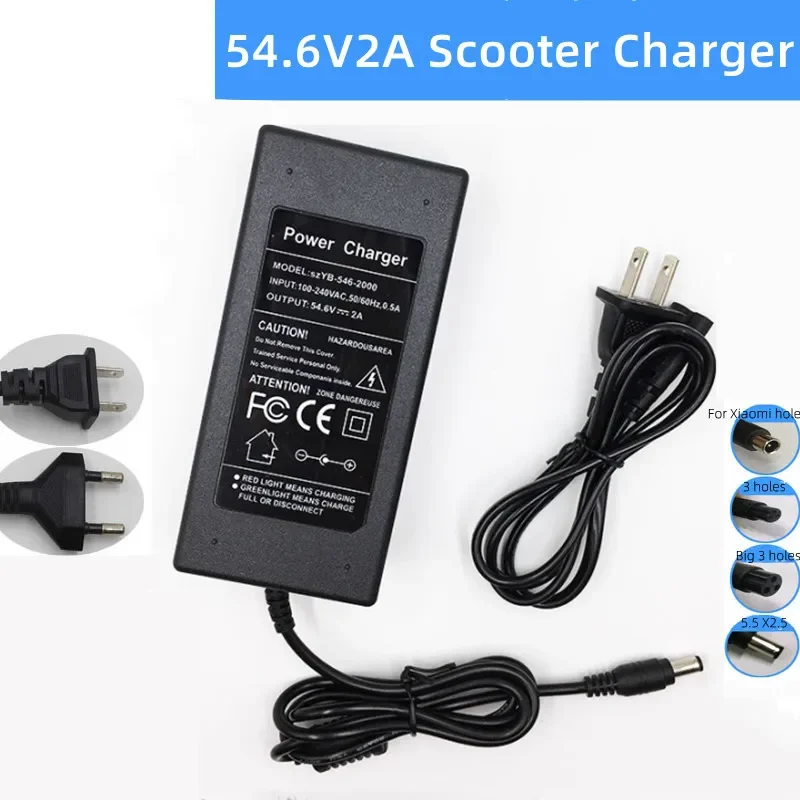 Electric Scooter Charger - Pengisi daya baterai Lithium 54.6V 2A,